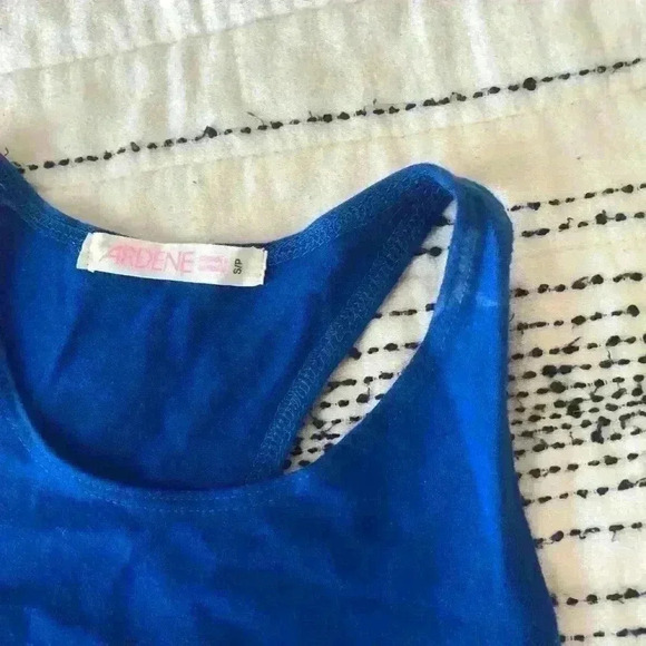 Ardene Blue Geometric  Triangle Handmade Ink Art to Wear Print Tank Top Small - Picture 9 of 10